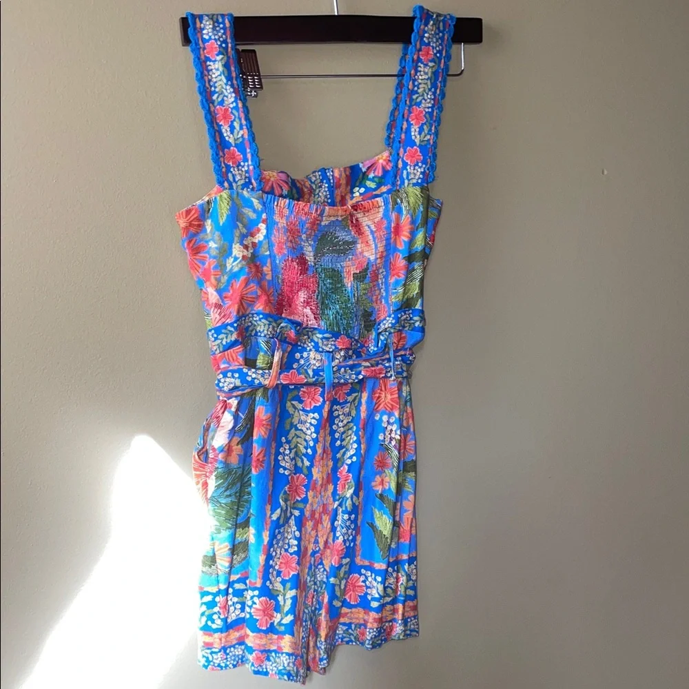Floral Blue Sleeveless Romper - Picture 7 of 8